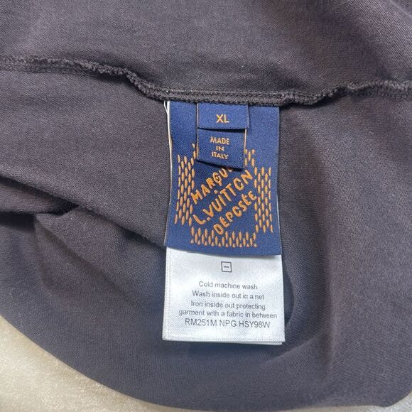 Louis Vuitton Washed Print Cotton Black T-Shirt Marque L. Vuitton Deposee - Picture 11 of 15